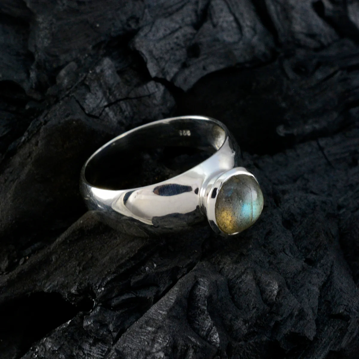 Labradorite Solitaire Egyptian Sterling Silver Gray Gemstones Tiny Abstract Ring Jewellery - Image 4
