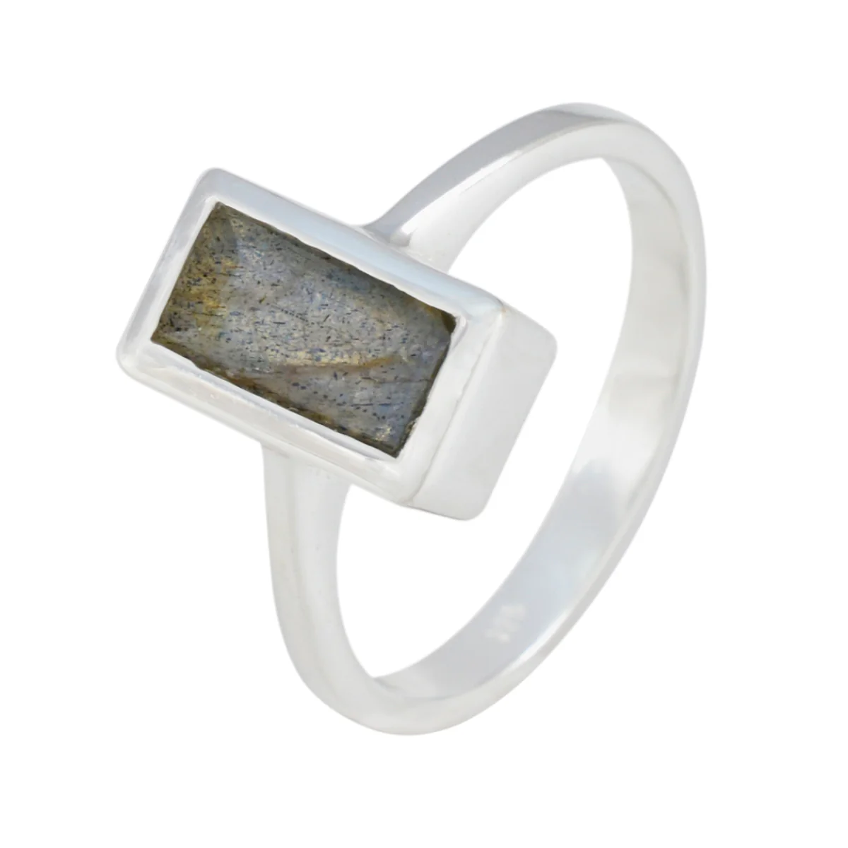 Labradorite Solitaire French 925 Silver Gray Gems Slim Abstract Ring Jewellery - Image 2