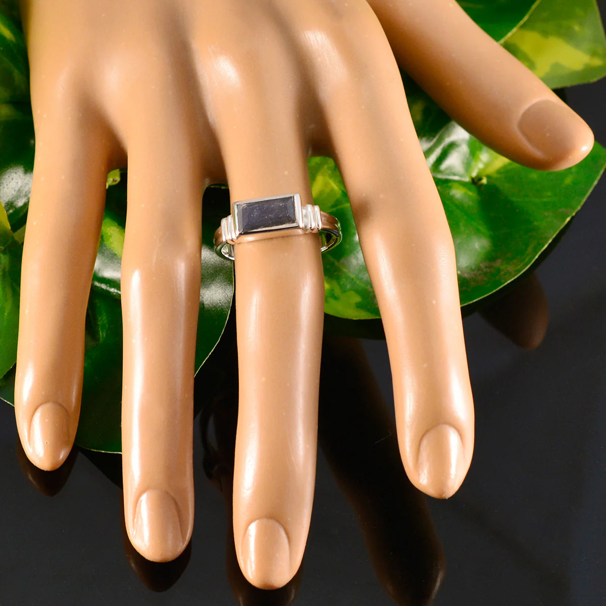 Labradorite Solitaire French 925 Sterling Silver Gray Gemstones Minimal Romantic Ring Jewelry - Image 5