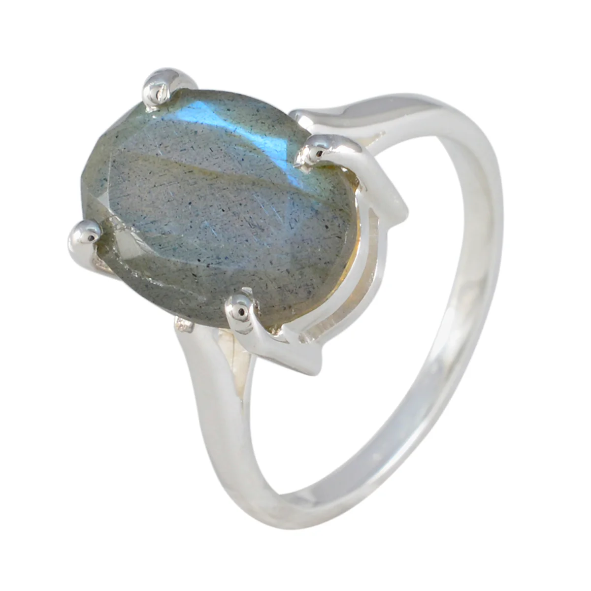 Labradorite Solitaire German 92.5 Silver Gray Gemstones Featherlight Artisan Ring Jewellery - Image 2