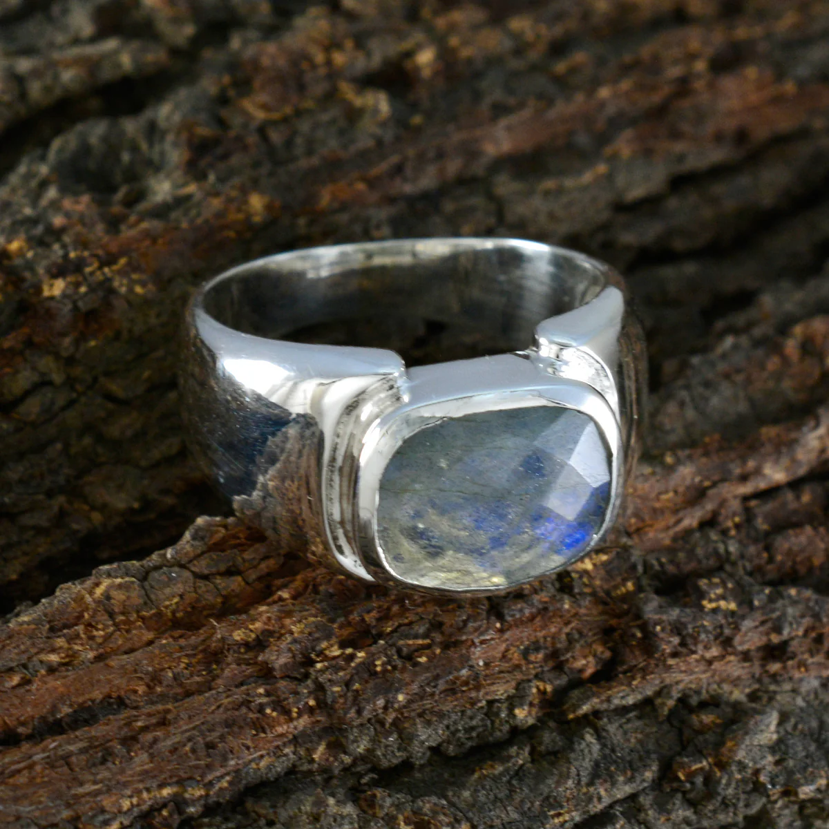 Labradorite Solitaire Indian Sterling Silver Gray Gemstone Essential Modern Ring Jewelry - Image 3