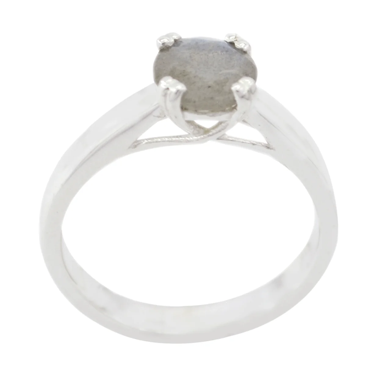 Labradorite Solitaire Indian Sterling Silver Gray Gemstone Tiny Trendy Ring Jewellery
