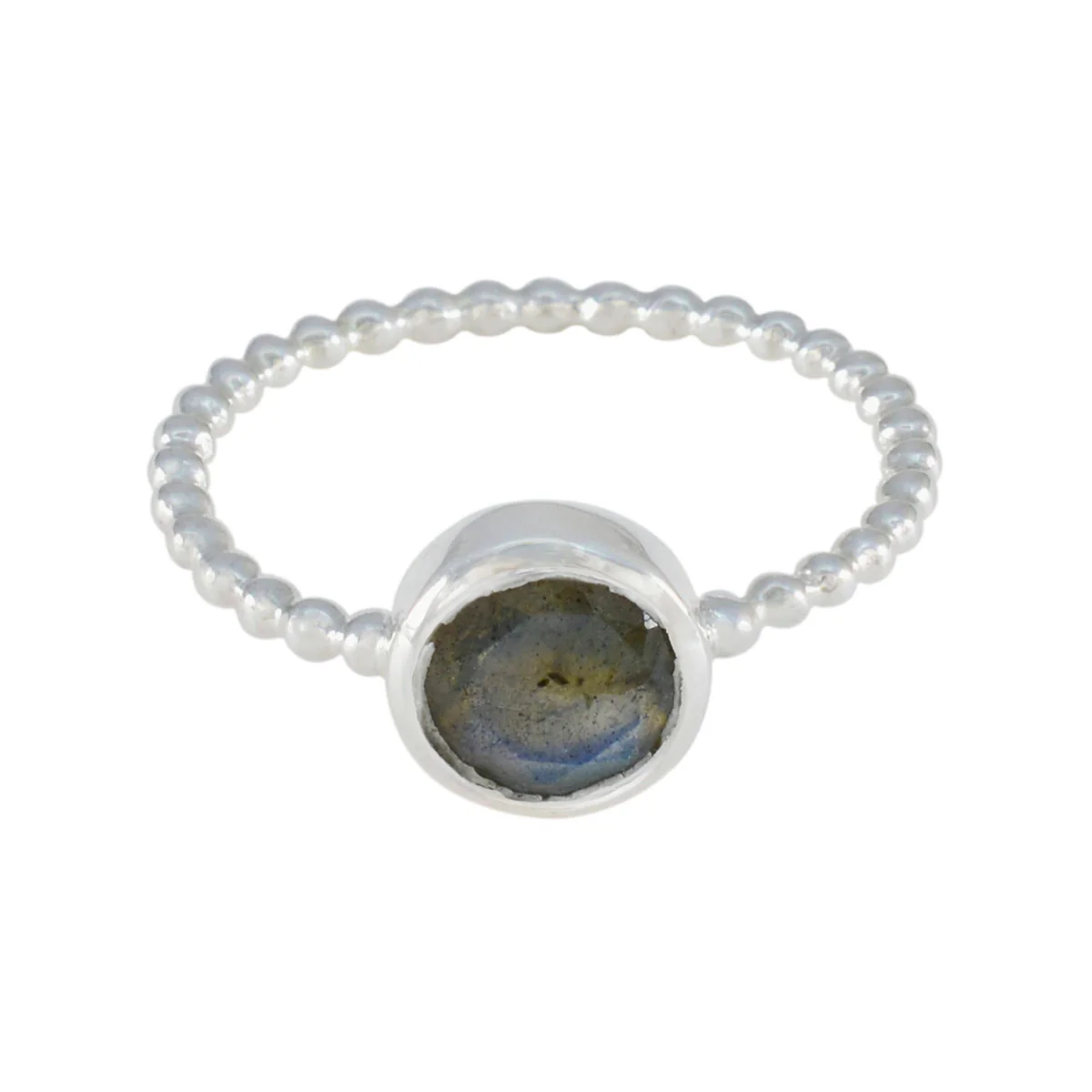 Labradorite Solitaire Japanese 925 Sterling Silver Gray Gems Delicate Twist Ring Jewellery