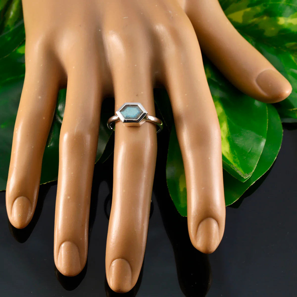Labradorite Solitaire Korean 92.5 Silver Gray Gems Dainty Graceful Ring Jewellery - Image 5