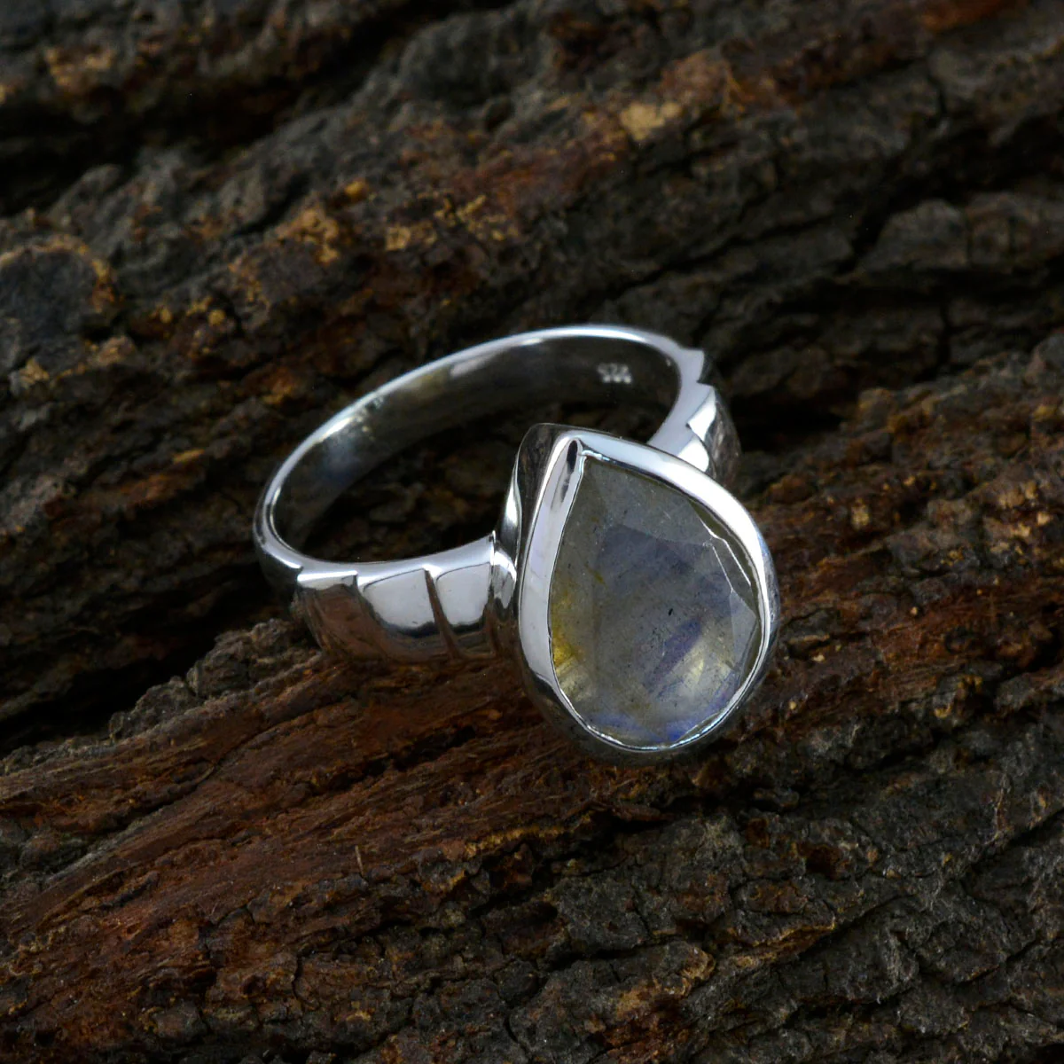 Labradorite Solitaire Russian Sterling Silver Gray Gems Mid-weight Engagement Ring Jewellery - Image 3