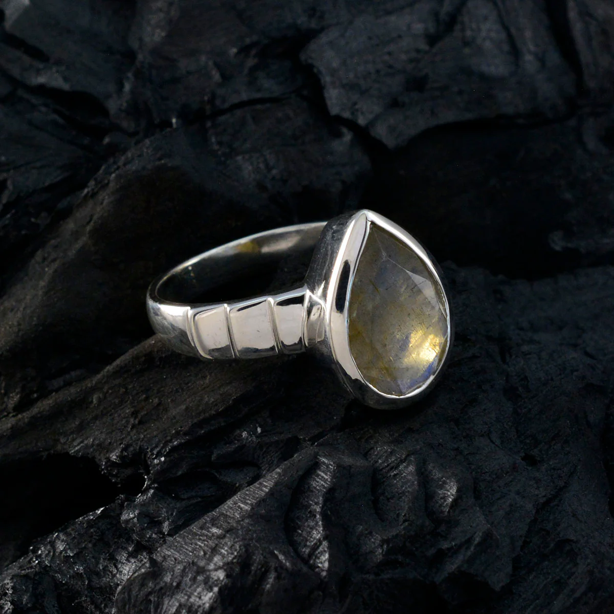 Labradorite Solitaire Russian Sterling Silver Gray Gems Mid-weight Engagement Ring Jewellery - Image 4