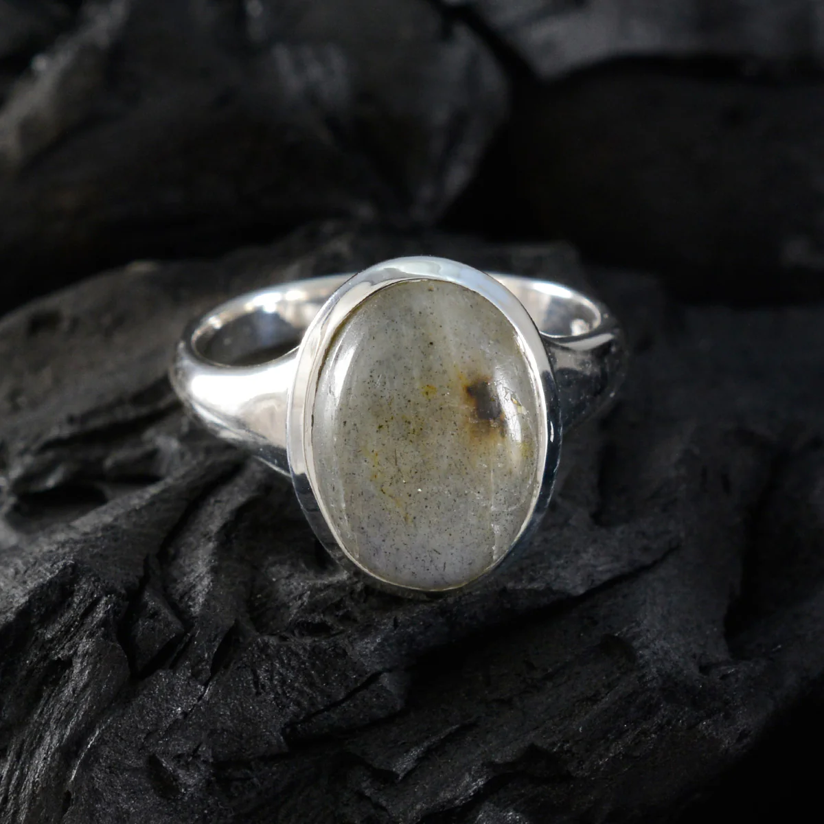 Labradorite Solitaire Russian Sterling Silver Gray Gems Minimal Traditional Ring Jewellery - Image 5