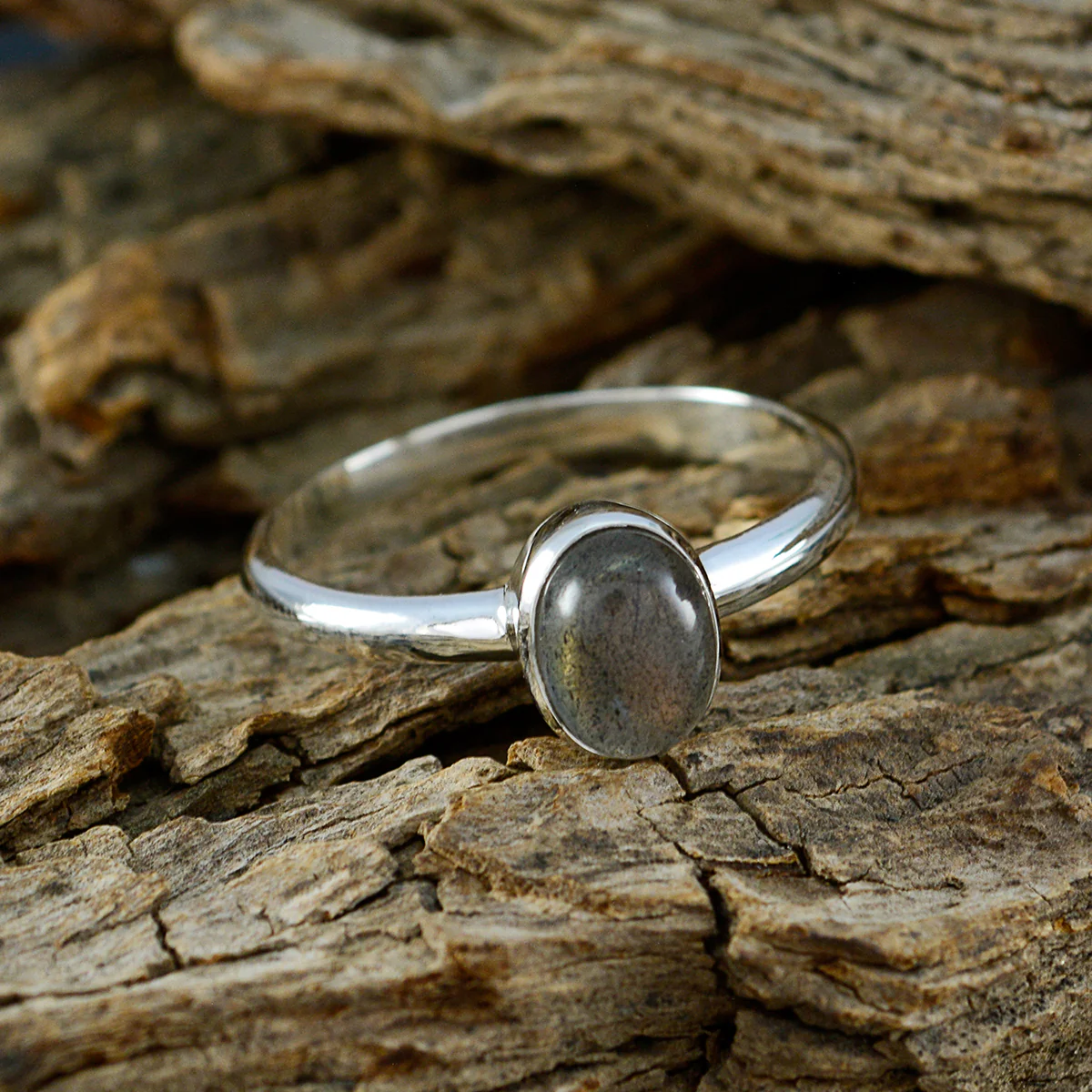 Labradorite Solitaire Turkish 925 Silver Gray Gemstone Delicate Romantic Ring Jewellery - Image 4