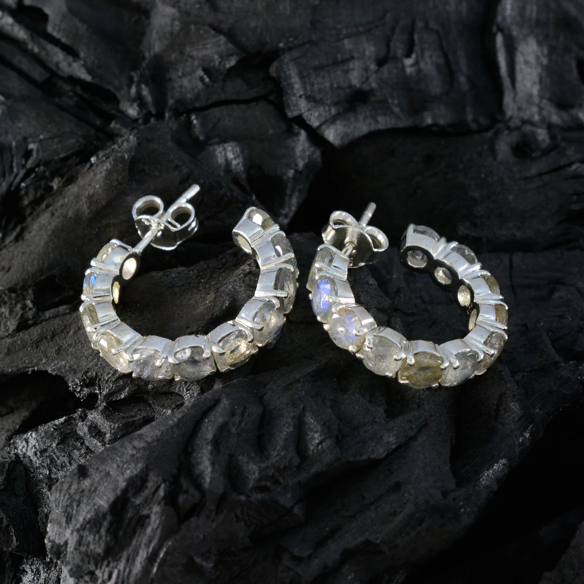Labradorite Turkish Bianca multiple Stud Gray 925 Sterling Silver Earring - Image 2