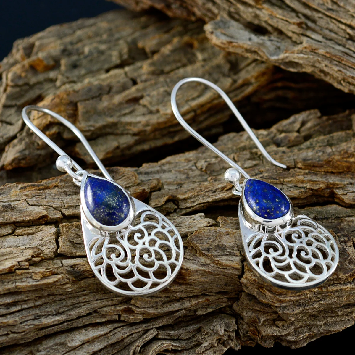 Lapis Lazuli Australian Laura Solitaire Dangle Blue 925 Sterling Silver Earring - Image 3