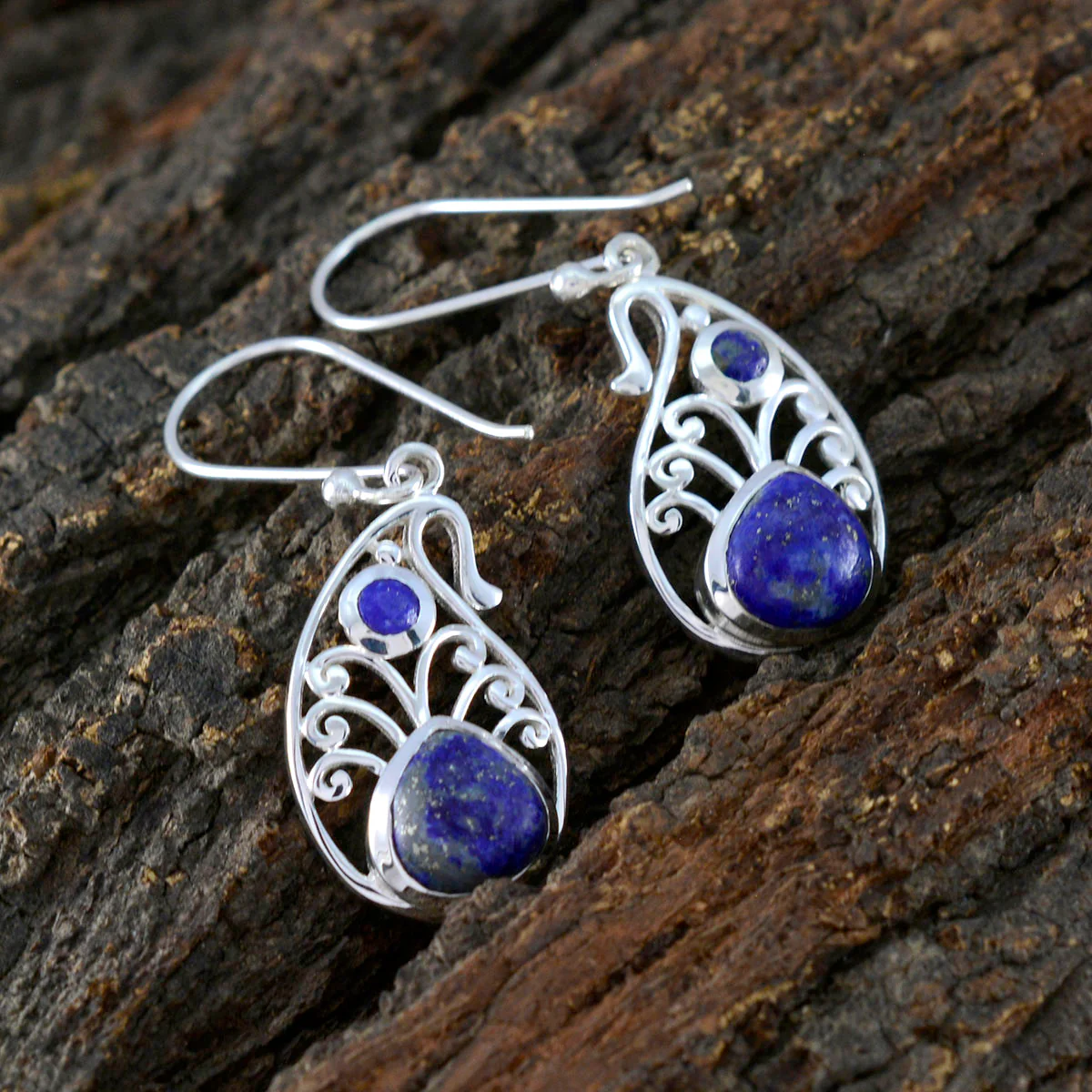 Lapis Lazuli German Hana Toi et Moi Dangle Blue 92.5 Silver Earring - Image 3