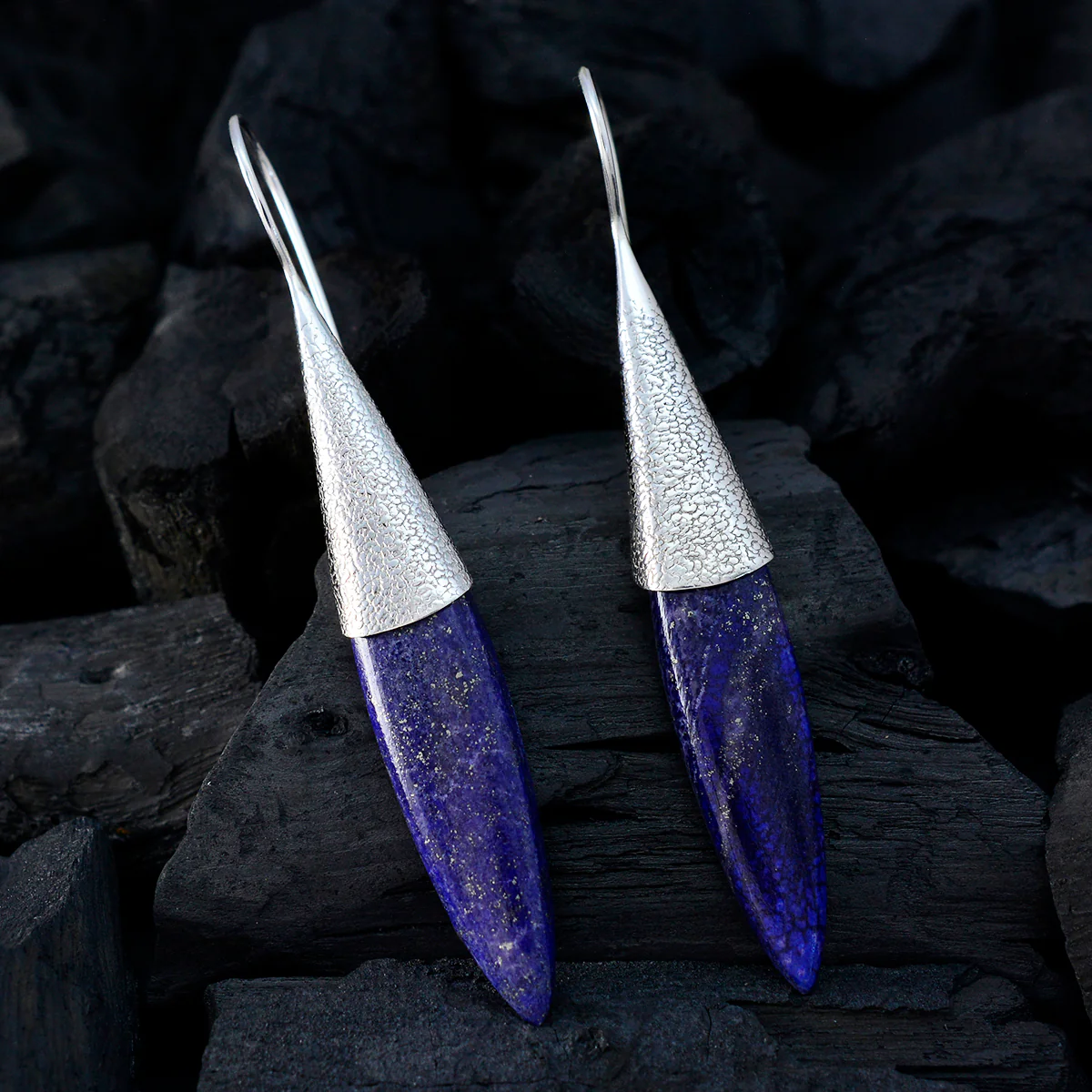 Lapis Lazuli German Hye-jin Solitaire Dangle Blue 925 Silver Earring - Image 2