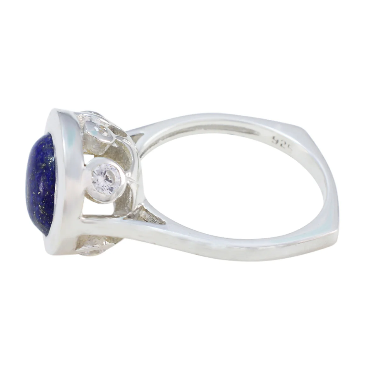 Lapis Lazuli Halo French 92.5 Silver Blue Gemstones Eye-catching Abstract Ring Jewelry - Image 3