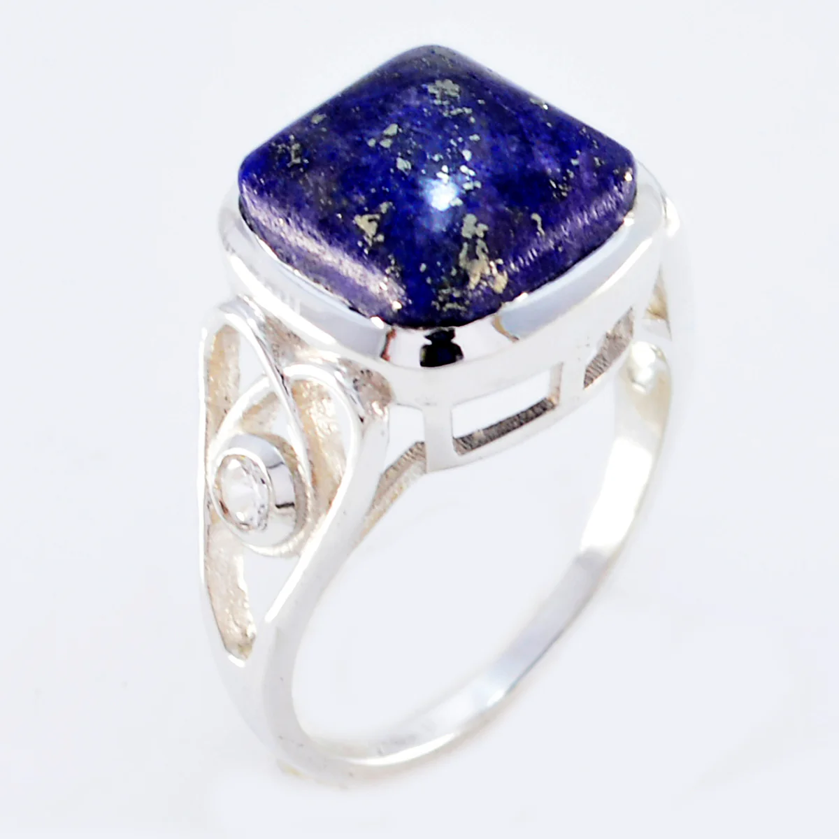 Lapis Lazuli Halo Russian Sterling Silver Blue Gemstones Minimal Love Ring Jewelry - Image 2