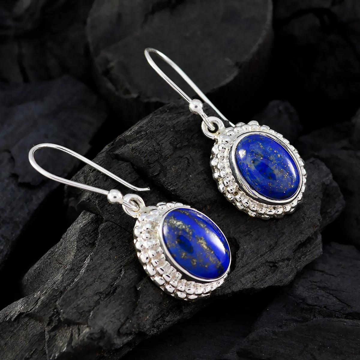 Lapis Lazuli Japanese Laura multiple Dangle Blue 925 Silver Earring - Image 2