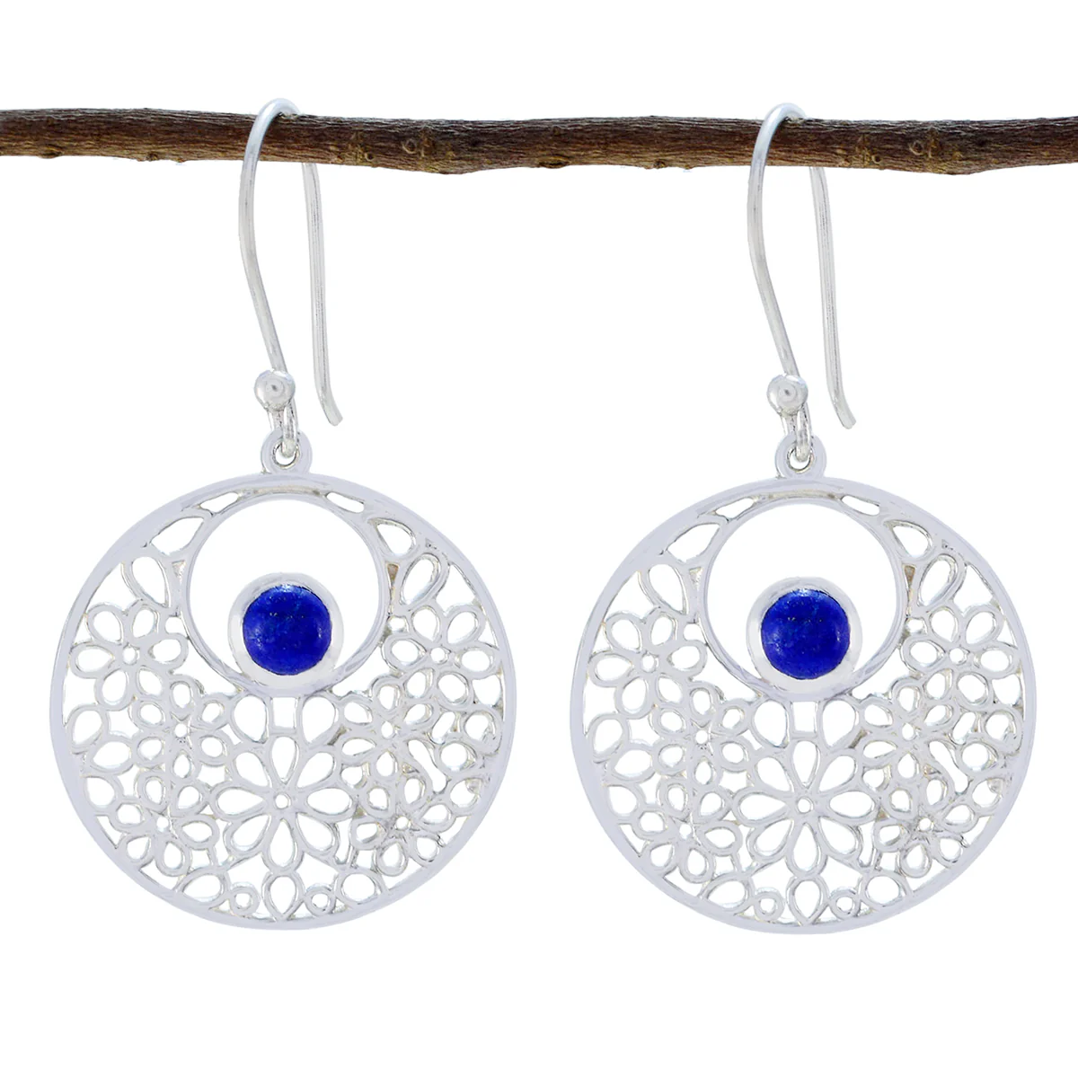 Lapis Lazuli Mexican Julieta Solitaire Dangle Blue 925 Silver Earring