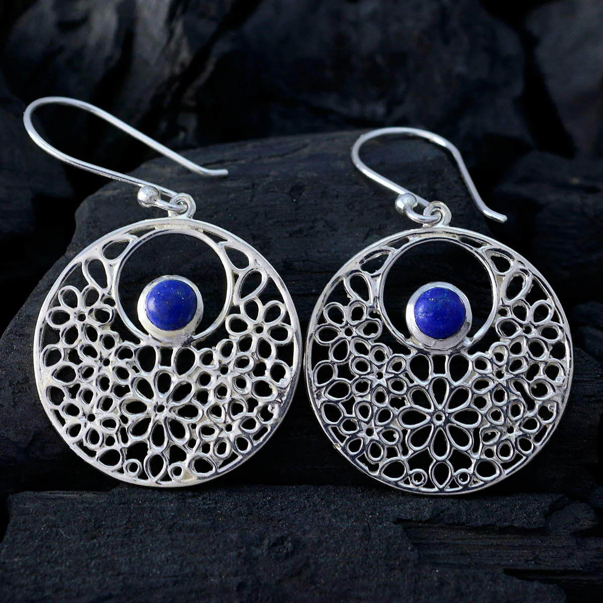 Lapis Lazuli Mexican Julieta Solitaire Dangle Blue 925 Silver Earring - Image 2