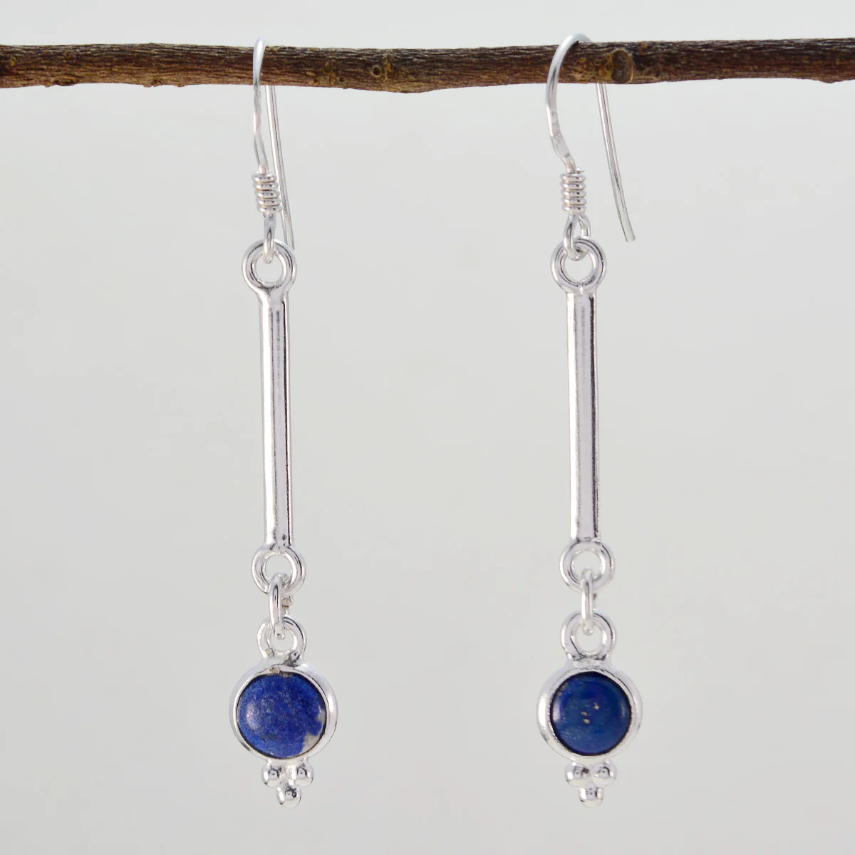 Lapis Lazuli Middle Eastern Ella multiple Dangle Blue Silver Earring - Image 2
