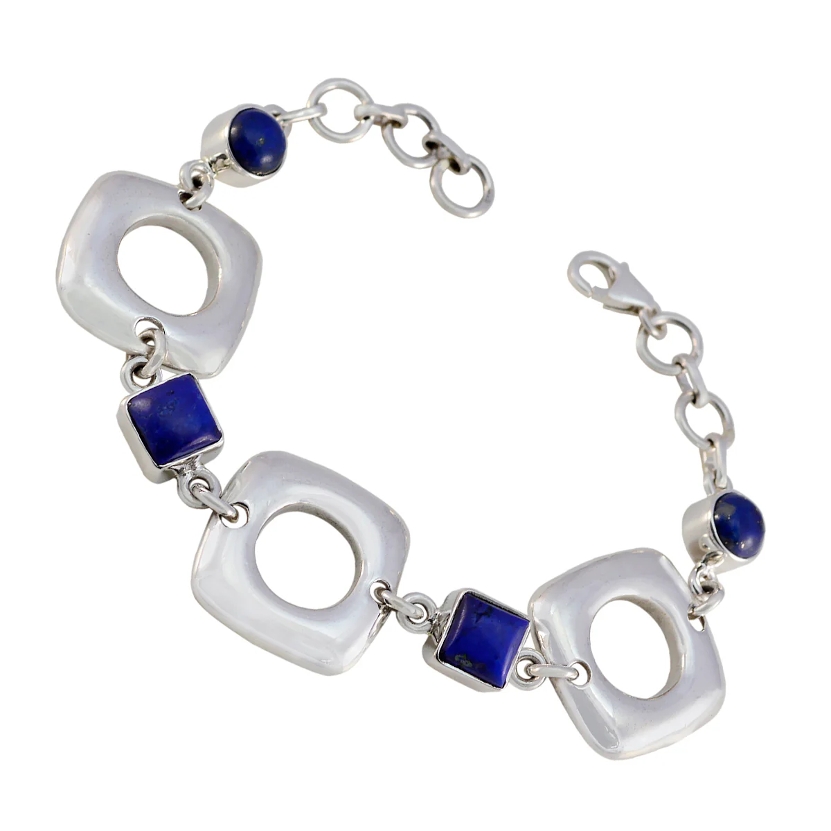 Lapis Lazuli Pentecost Monday? Minimal Blue Silver Links Bracelet - Image 3