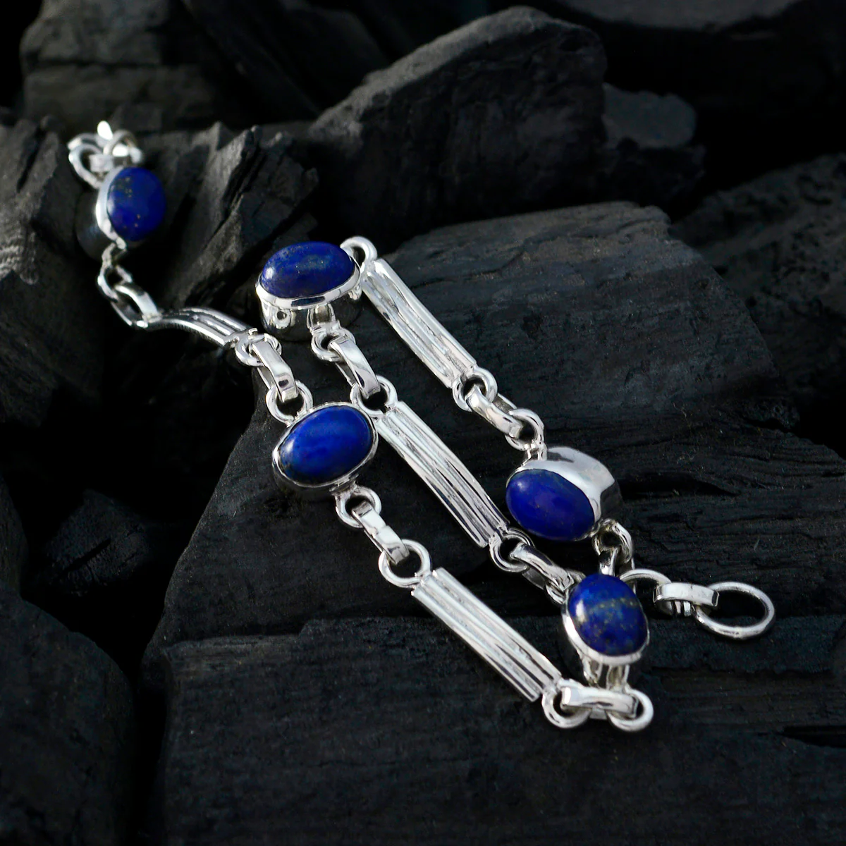 Lapis Lazuli Pet Day Whisper-thin Blue Sterling Silver Links Bracelet - Image 4