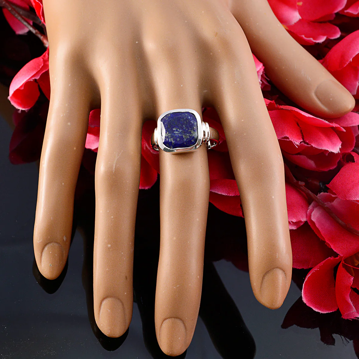 Lapis Lazuli Solitaire African 925 Silver Blue Gemstones Eye-catching Armor Ring Jewellery - Image 6