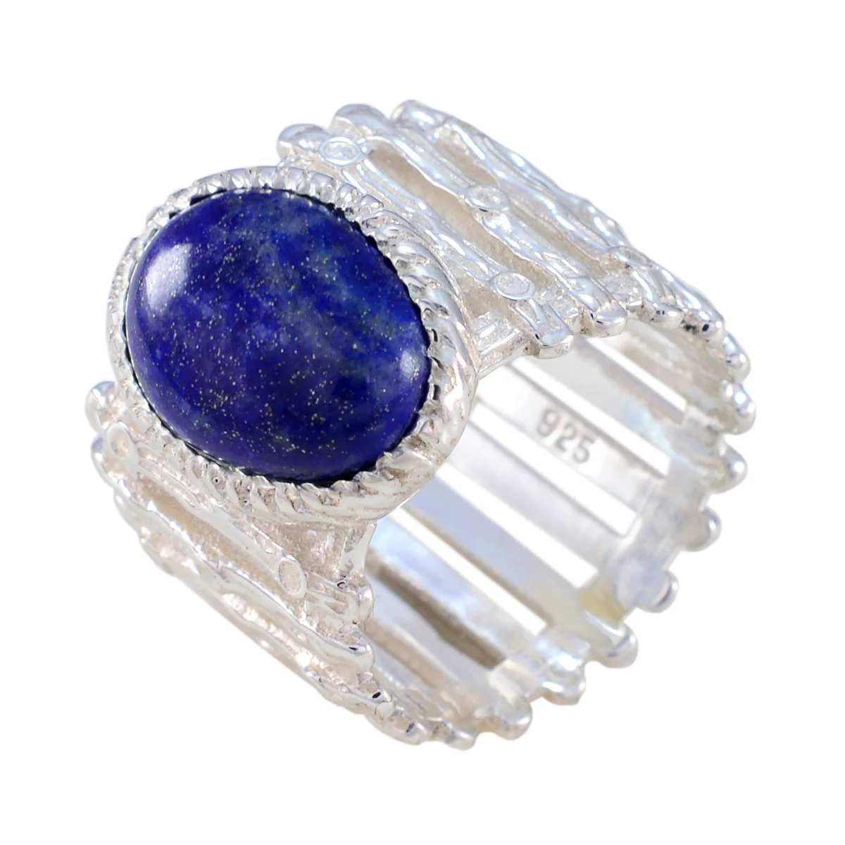 Lapis Lazuli Solitaire African Silver Blue Gemstones Edgy Armor Band Jewelry - Image 2