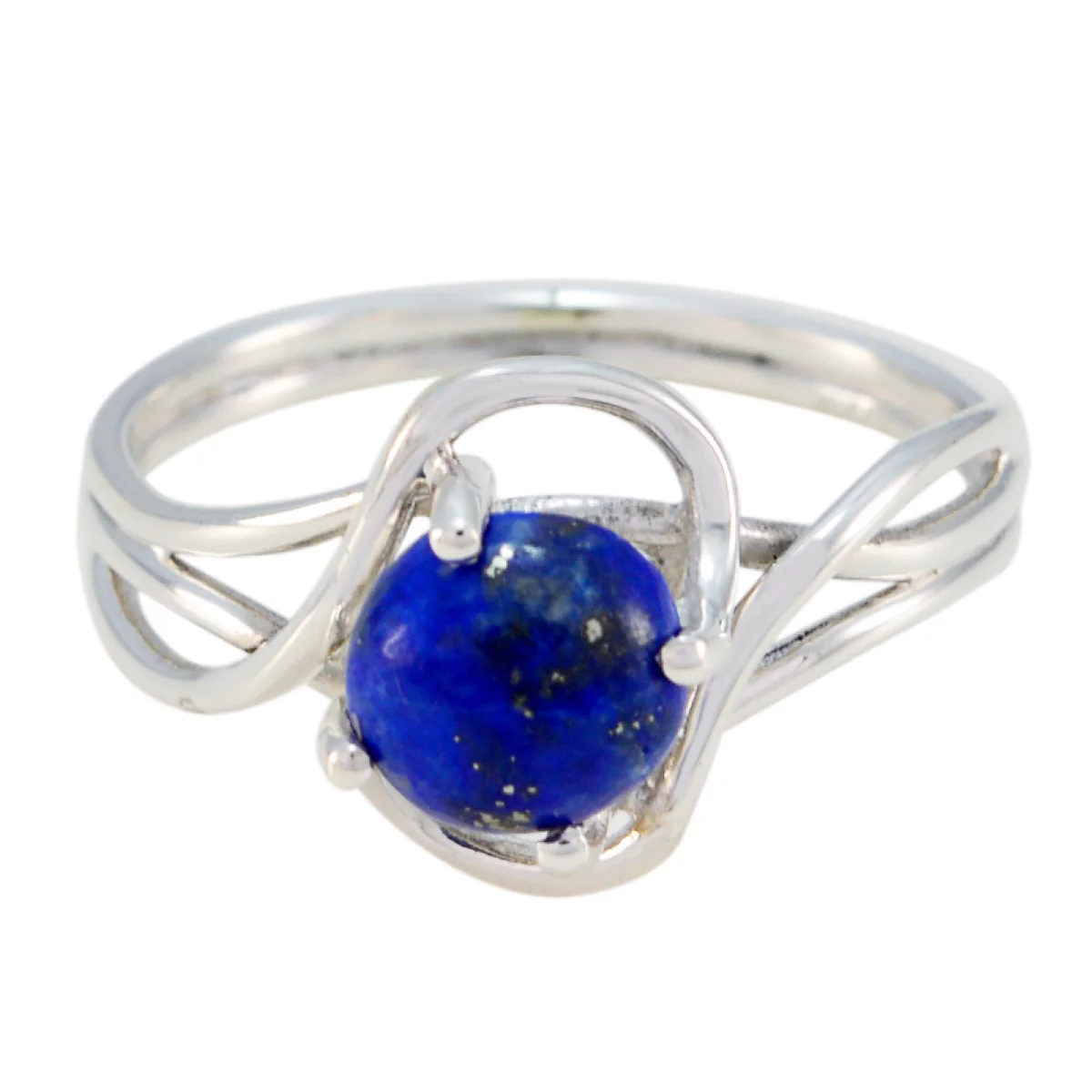 Lapis Lazuli Solitaire American 92.5 Silver Blue Gemstones Delicate Sophisticated Ring Jewelry