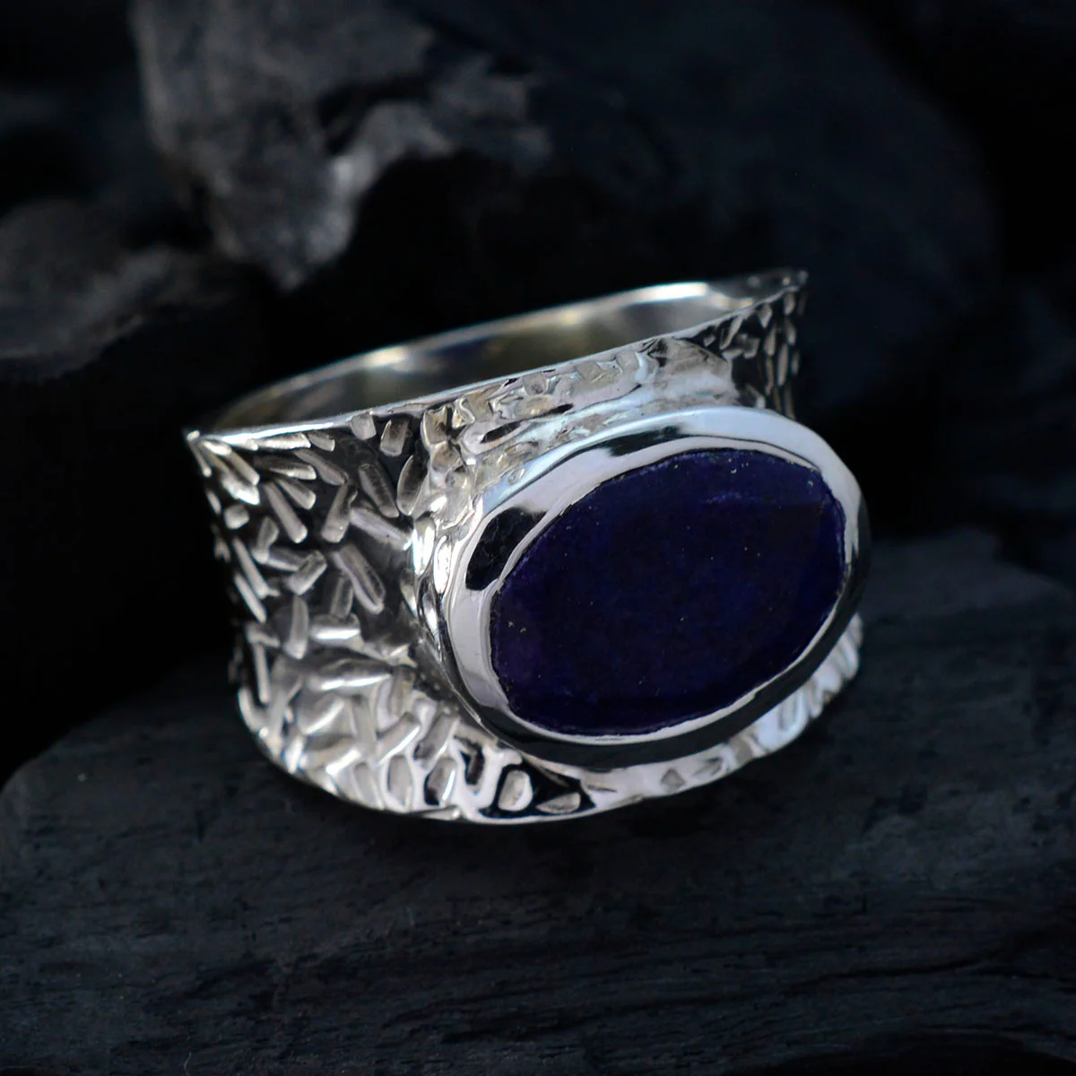 Lapis Lazuli Solitaire Egyptian 925 Silver Blue Gems Essential engravings Ring Jewelry - Image 4