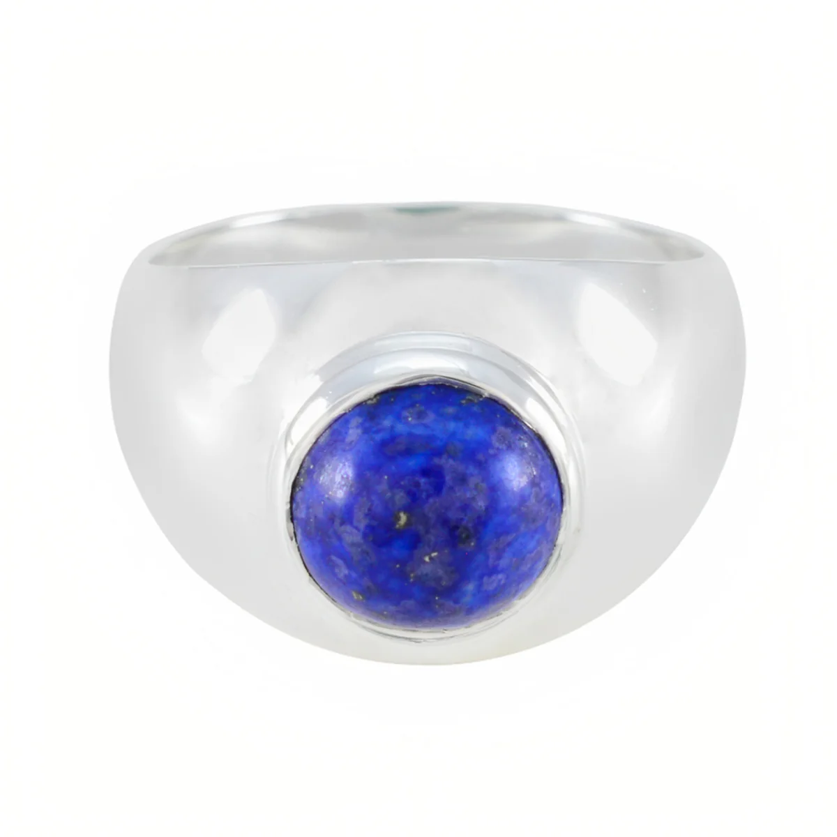 Lapis Lazuli Solitaire Egyptian Silver Blue Gemstones Eye-catching Fairytale Ring Jewelry