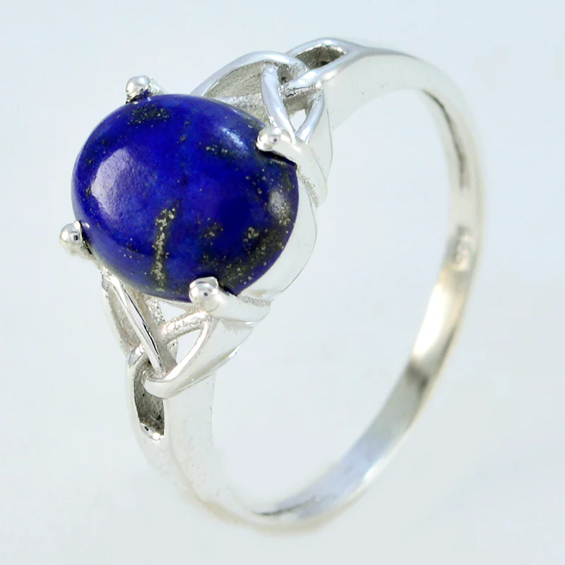 Lapis Lazuli Solitaire French 92.5 Silver Blue Gemstones Featherlight Boho Ring Jewelry - Image 2