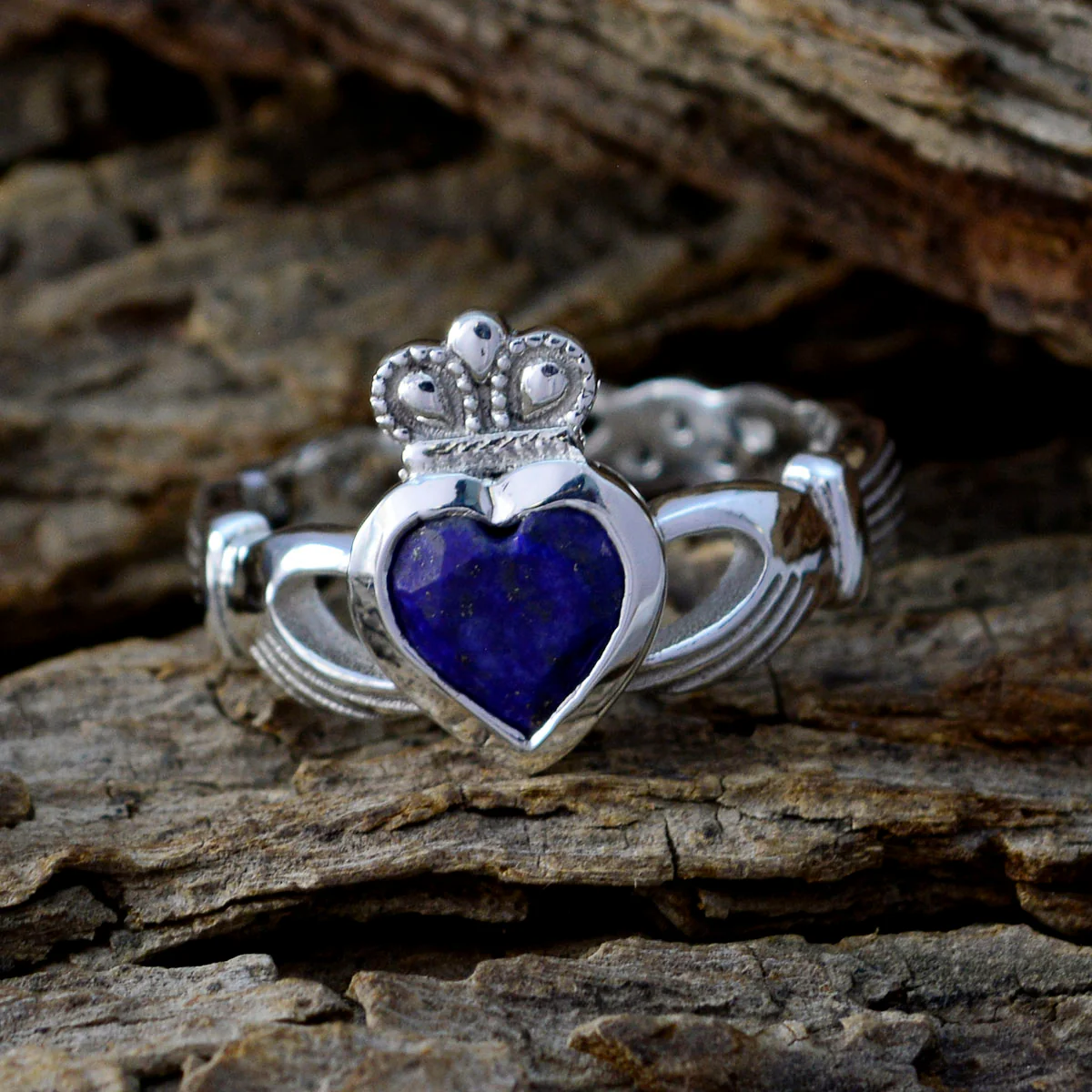 Lapis Lazuli Solitaire French 925 Silver Blue Gemstones Tiny Promise Ring Jewelry - Image 3