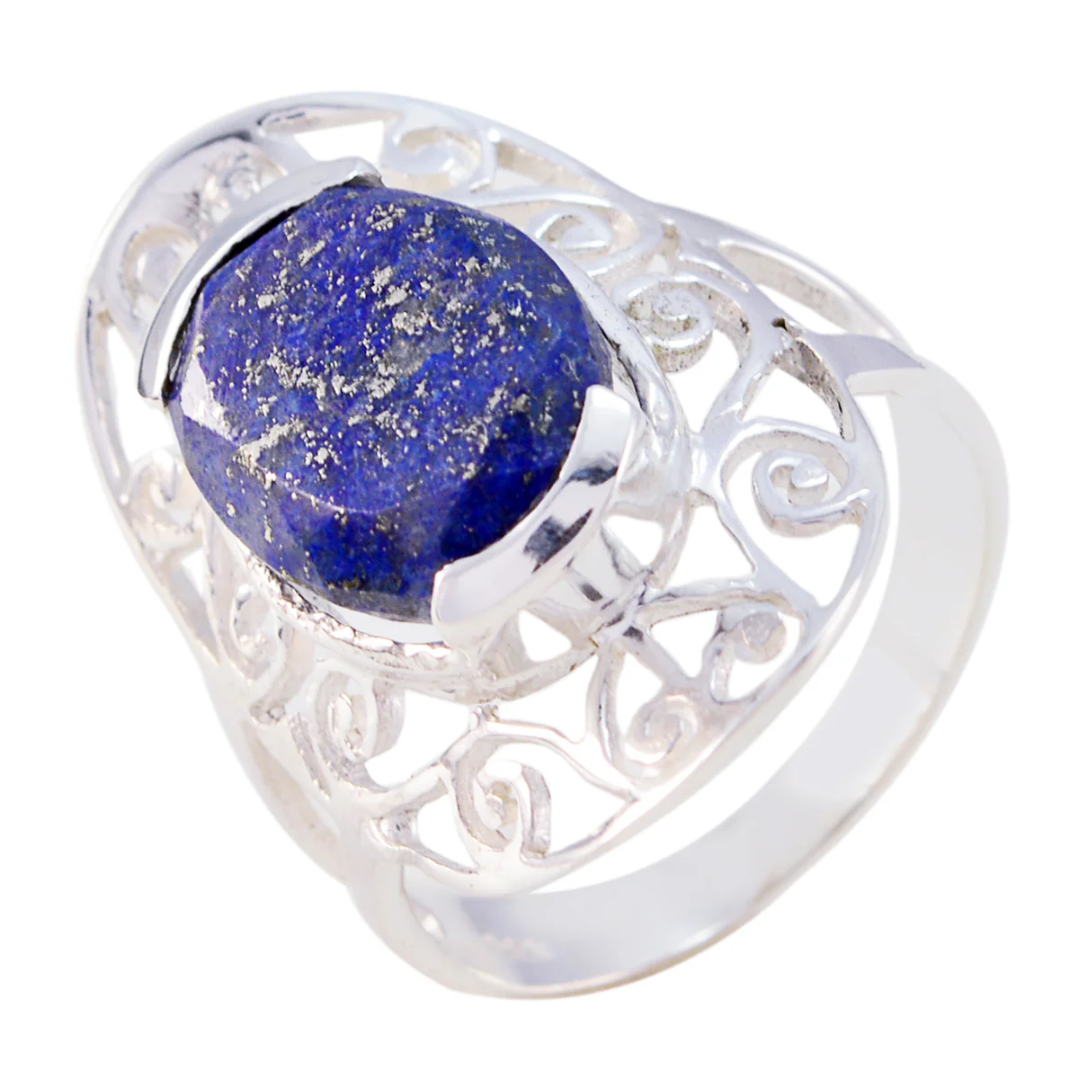 Lapis Lazuli Solitaire German 925 Silver Blue Gemstone Classic Art Deco Ring Jewellery - Image 2