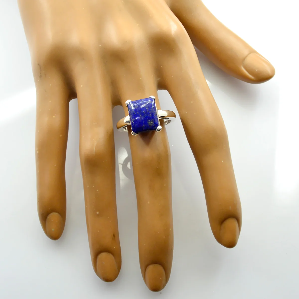 Lapis Lazuli Solitaire Indian Sterling Silver Blue Gemstones Minimal Feminine Ring Jewelry - Image 2