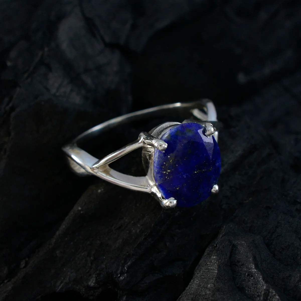 Lapis Lazuli Solitaire Japanese 92.5 Silver Blue Gems Dainty Abstract Ring Jewelry - Image 5