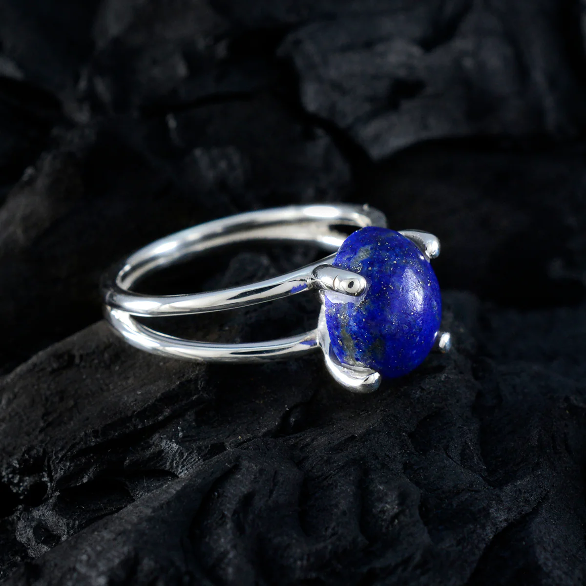 Lapis Lazuli Solitaire Japanese 925 Sterling Silver Blue Gems Whisper-thin Modern Ring Jewelry - Image 4