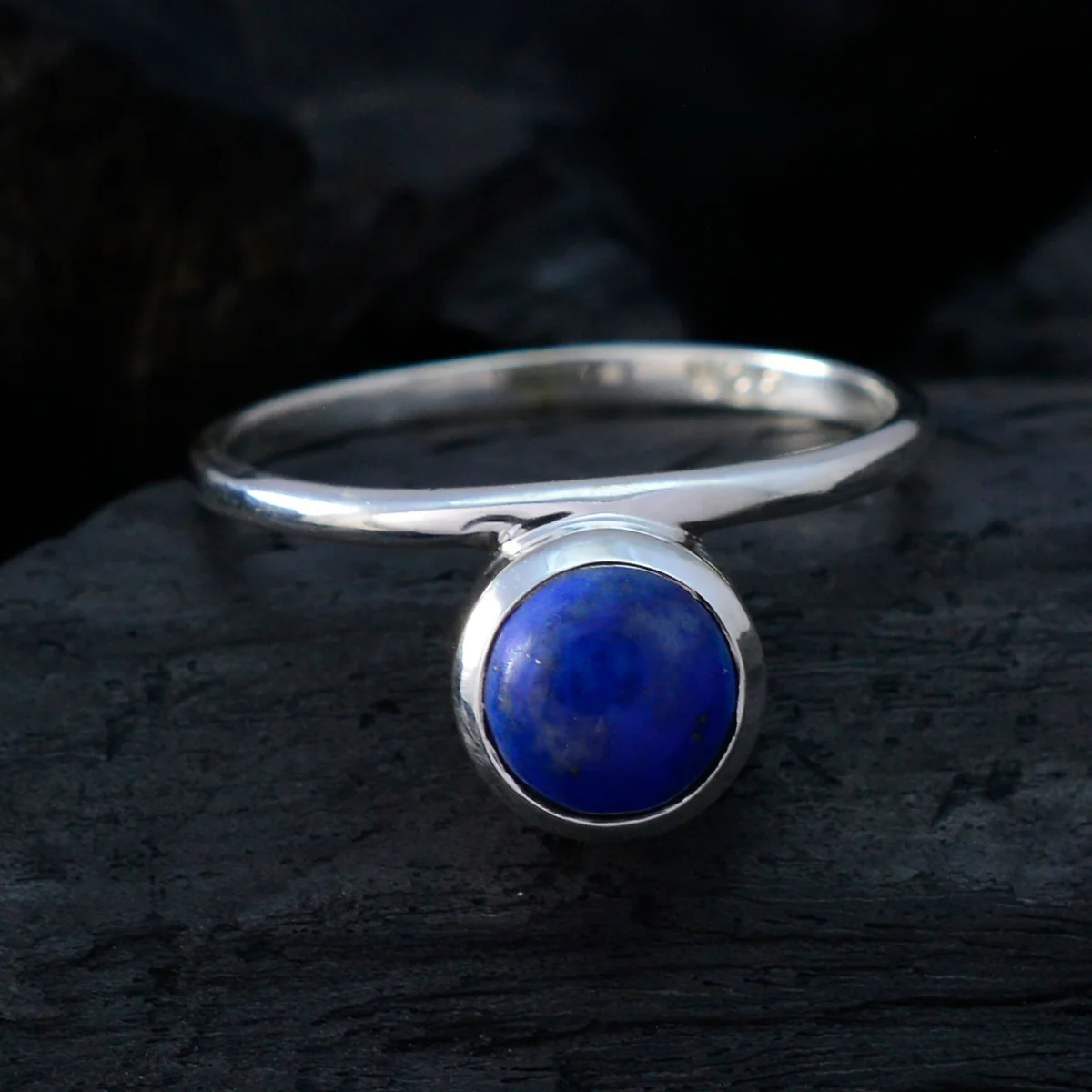Lapis Lazuli Solitaire Korean 925 Sterling Silver Blue Gemstones Delicate Modern Ring Jewellery - Image 4