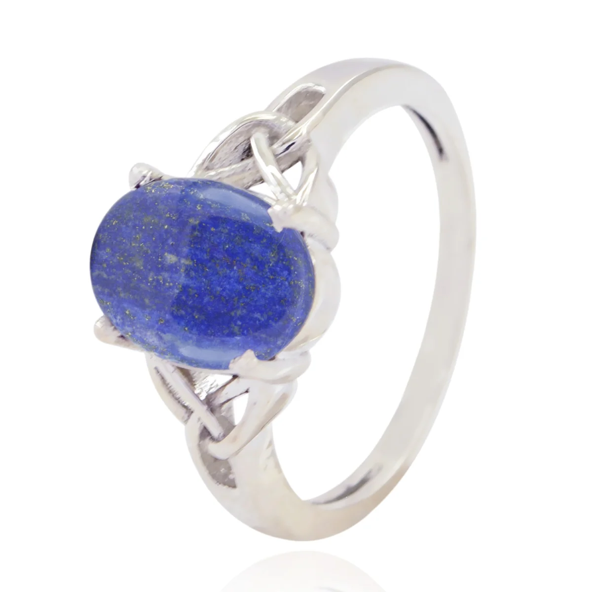 Lapis Lazuli Solitaire Korean Silver Blue Gems Whisper-thin Claddagh Ring Jewellery - Image 3
