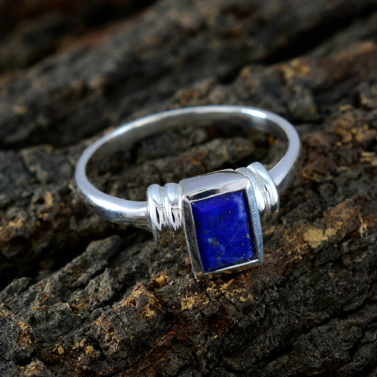 Lapis Lazuli Solitaire Korean Silver Blue Gemstones Whisper-thin Luxurious Ring Jewelry - Image 3