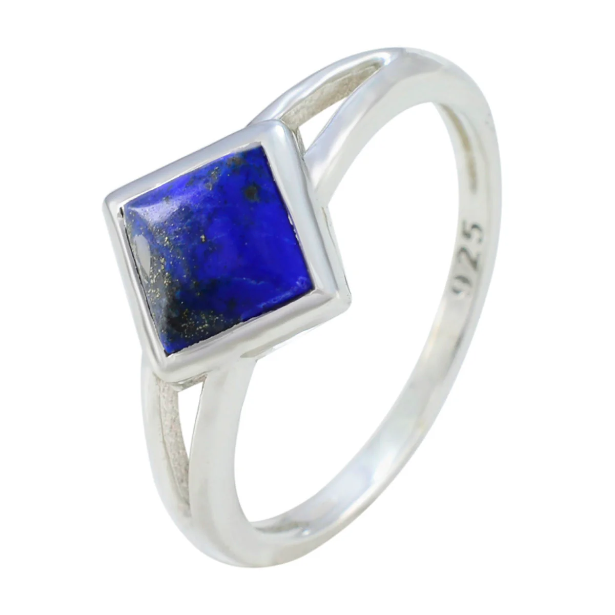 Lapis Lazuli Solitaire Korean Sterling Silver Blue Gems Dainty Contemporary Ring Jewelry - Image 2