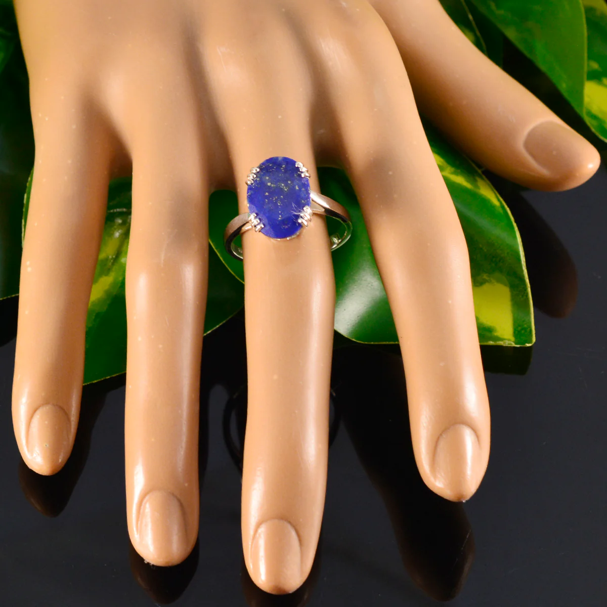 Lapis Lazuli Solitaire Moroccan 92.5 Silver Blue Gemstones Tiny Contemporary Ring Jewelry - Image 5