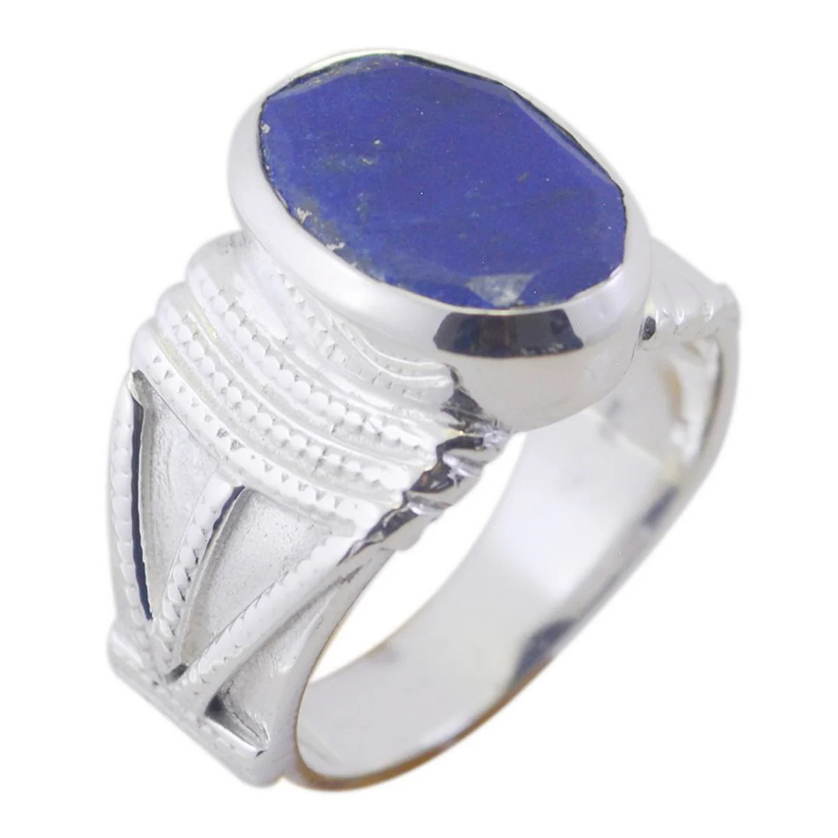 Lapis Lazuli Solitaire Moroccan 925 Silver Blue Gemstone Versatile Retro Ring Jewellery - Image 2