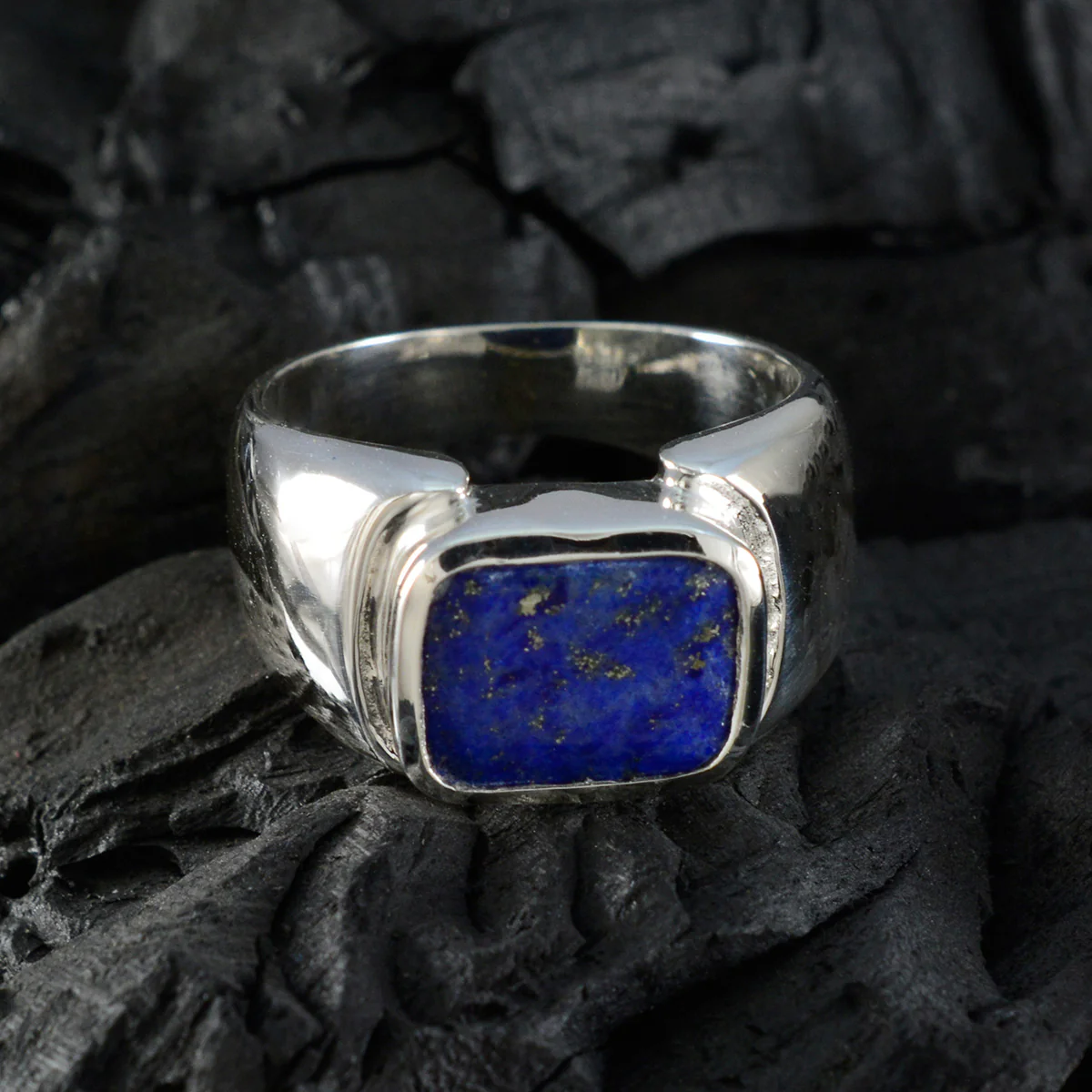 Lapis Lazuli Solitaire Russian 92.5 Silver Blue Gems Essential Abstract Ring Jewelry - Image 4