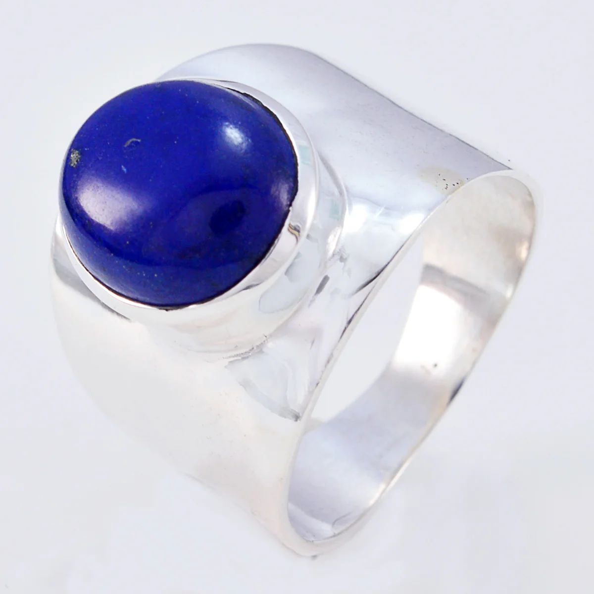 Lapis Lazuli Solitaire Russian 92.5 Silver Blue Gemstone Eye-catching Armor Ring Jewelry - Image 2