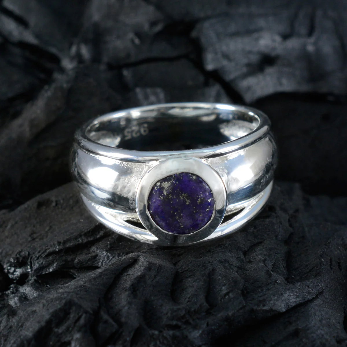 Lapis Lazuli Solitaire Russian 92.5 Silver Blue Gemstones Classic Fairytale Ring Jewelry - Image 4