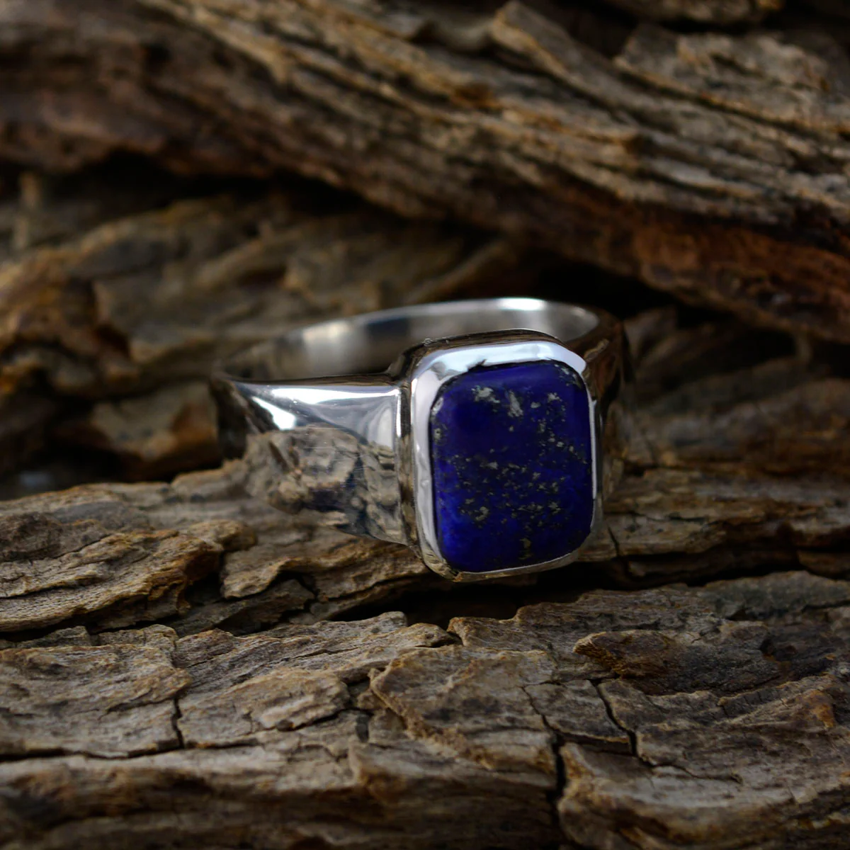 Lapis Lazuli Solitaire Russian Sterling Silver Blue Gemstone Mid-weight Signet Ring Jewelry - Image 3