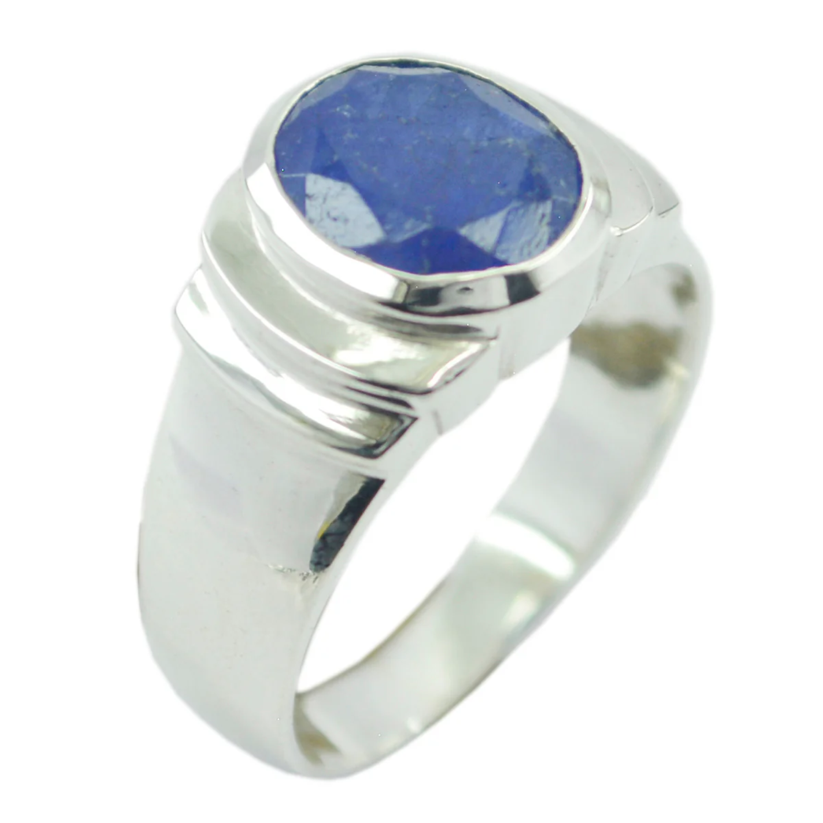 Lapis Lazuli Solitaire Russian Sterling Silver Blue Gemstones Eye-catching Engagement Ring Jewellery