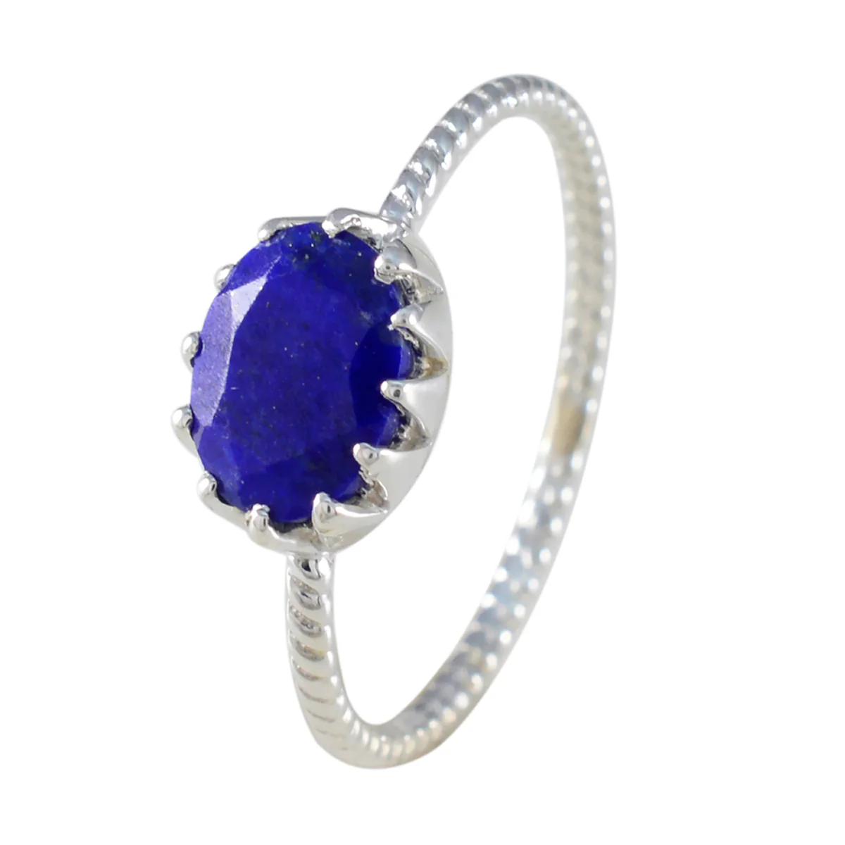 Lapis Lazuli Solitaire Turkish 92.5 Silver Blue Gemstone Elegant Twist Ring Jewellery - Image 2