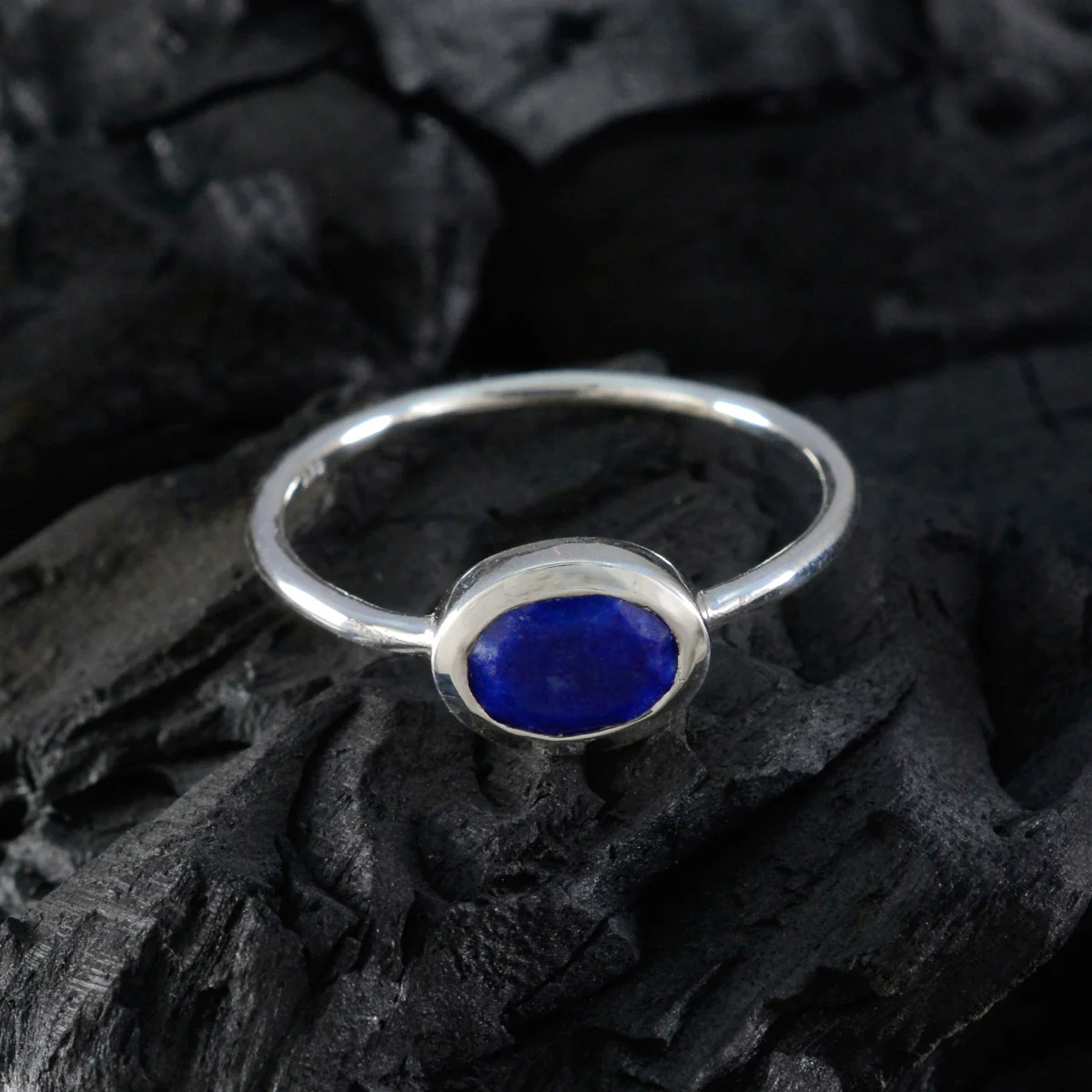 Lapis Lazuli Solitaire Turkish 925 Silver Blue Gemstone Elegant Romantic Ring Jewelry - Image 4