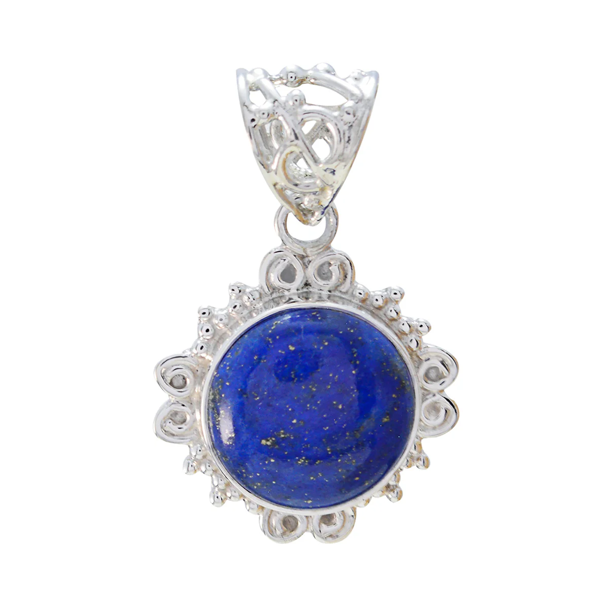 Lapis Lazuli Tiny Mexican Sterling Silver Solitaire Lucia Rope-Wire Blue Pendant Jewellery - Image 2