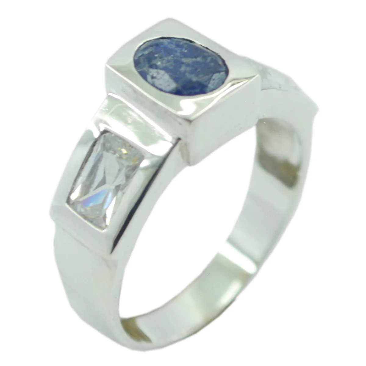 Lapis Lazuli Trilogy Egyptian 925 Sterling Silver Blue Gemstone Tiny Artisan Ring Jewelry